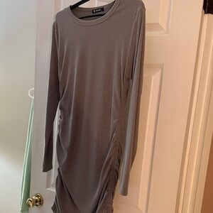 Elegant Long Sleeve Gray Dress